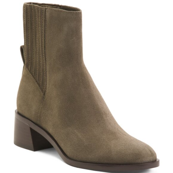 NEW DOLCE VITA Suede Linny H2o Heel Booties olive for women 563tn - Picture 2 of 10